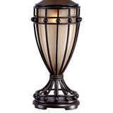 Franklin Iron Works Cardiff Traditional Rustic Urn-Shaped Table Lamps 33" Tall Set of 2 with Nightlight Brushed Iron Cage Champagne Glass Beige Fabric Bell Shade for Living Room Bedroom House