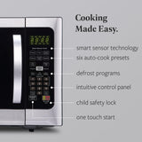 Farberware 1.2 Cu. Ft. Countertop Microwave Oven – 1000 Watts Power, Smart Sensor Auto Cook Settings, Defrost, Easy Clean and Child Safety Lock - Stainless