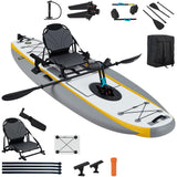 Danrelax Inflatable Kayak with Pedal System, 12ft Premium PVC Fishing Kayak, Portable & Lightweight with Rudder System, Aluminum Seat, and Accessories Included, Grey & Yellow(HIN Included)