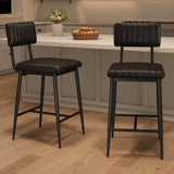 IDEALHOUSE Bar Stools Set of 8 w/Back & Footrest, Counter Height Bar Stools Set of 8 with Thick Cushion & Thickened Metal Legs, Upholstered Counter Height Bar Stools for Island, Counter Bar, Black