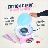 Cotton Candy Machine - Retro Cotton Candy Machine for Kids with 2 Reusable Cones, 1 Sugar Scoop, and 1 Extractor Head – Pink Nostalgia