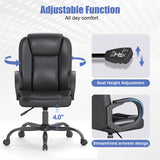 Keratee Executive Office Chair, Leather Desk Computer Chair with Armrests, Mid-Back Swivel Adjustable Ergonomic Design for Home Office, 8PC, Black