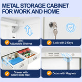 Metal Garage Storage Cabinet with Two Drawers Locking Doors and 2 Adjustable Shelves