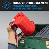 Magnum 44 Gallon Trash Can, High-Vis Red, Construction Grade, Heavy Duty Plastic