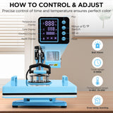 Heat Press, 15x15 Shirt Press Machine with 30 OZ Tumbler Attachment, 5 in 1 Sublimation Shirt Printing AKEYDIY