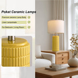 PoKat 23" Yellow Table Lamps Set of 2, Modern Living Room End Table Lamps Decor, Ceramic Lamps for Living Room, Contemporary Nightstand Lamps for Side Console Table Hallway Gift