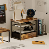 Homeiju Wood Desk Organizer with Drawers, Desk File Organizer with 3 Vertical File Holders, File Shelf,Storage for Mail, Supplies,Classroom Organization
