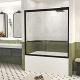 Shower Doors Glass Sliding,Semi-Frameless,1/4" Inch Sgcc Tempered Glass,Stainless Steel Pull Handle,Tempered Glass,Easy to Clean,Matte Black (Matte Black, 60" W x 60" H)