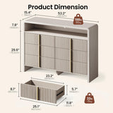 ModernMate 53.2" Fluted 6 Drawer Dresser with Open Shelf, Grey