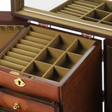 LOYALHEARTDY Large Wooden Jewelry Box Drawer 5 Layers+2 Swing-Out Cabinets, Jewelry Case Cabinet with Mirror and Lock Ring Necklacel Earrling Bracelet Organizer Storage Display Box
