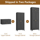 Polup 90" Pantry Cabinet, Tall Metal Storage Cabinet with Doors and Shelves
