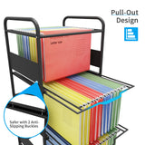 PUNCIA 3 Tiers Metal Rolling File Carts with Wheels Hanging Files for Letter Size Movable Pull-Out File Folder Rack Drawer File Cabinet