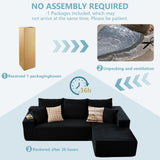 96" Boneless Couch for Living Room, Small Corduroy Cloud Sectional Sofa with L-Shape Chaise