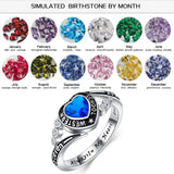 Oseew 2027 Heart Shaped Birthstone Class Ring for Men Women