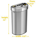 iTouchless 23 Gallon Stainless Steel Semi-Round Open Top Trash Can and Recycle Bin, 87 Liter, Slim and Space-Saving Design for Home, Office, Kitchen, Restaurant, Restroom, Large Capacity