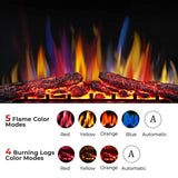 R.W.FLAME 36" Electric Fireplace Insert,Recessed Electric Stove Heater, 5 Color Adjustable Flames, 8 H Timer, 5 Brightness Settings, 750/1500W Touch Screen, Remote Control (36" X 27")