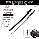 Hand Forged 1080 Steel Long-Handle Tomoe Crest Katana Full Tang Sword