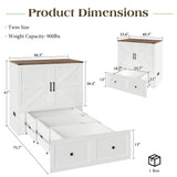 LUXOAK Queen Murphy Cabinet Bed with with Storage & Charging Station