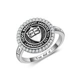 Oseew Class Ring High School College Graduation Ring (White Gold)
