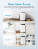 Midea Portable Washing Machine, 0.9 cu. ft with 6 Cycles, Drum Clean, Quick, Stainless Steel Tub, Transparent Lid, LED Display Washing Machine, White
