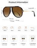 SOJOS Retro Oversized 70s Aviator SunglassesWomen Men SJ2693 Brown