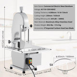 Commercial Electric Meat Band Saw 1100w, Bone Cutting Machine with Stainless Steel Worktable 19.3 x 15 in, 0.16–7.9" Cutting Thickness, Includes 5 Saw Blades, for Frozen Beef Pork Fish Chicken