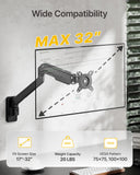 monTEK Single Monitor Wall Mount, Wobble-Free Spring, 17–32" Full Motion