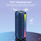 dotn Portable Bluetooth Speaker, 2026 Bluetooth Wireless Speaker 5.4 with RGB Lights, 30H Playtime with Deep Bass, IP7 Waterproof, TWS Pairing, Portable Speaker for Travel/Party/Home/Gifts, Blue