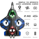 RGIMF Foam Remote Control Airplanes, RC Plane with Light, RC Airplane Fighter Jet, 360° Flip, Stunt Roll, Airplane Drone for Men, RC Airplane (Blue)