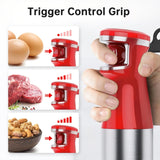 Turelar Immersion Blender Handheld Corded Hand Blenders Set 1100W, Trigger Variable Speed 5 in 1 Stick Emulsifier with Chopper, Whisk and Frother for Soup, Baby Food and Smoothies, Christmas red