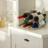 Buruis 6-Bottle Wine Rack, Modern Metal Countertop Wine Holder Stand for Kitchen, Pantry & Cabinet Storage, No Assembly Required, Gold