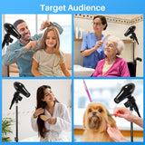 FLOCURE Hair Dryer Stand Holder Hands Free - Adjustable Blow Dryer Stand with Universal Non-Slip Clip & Sturdy Tripod Base for Home Styling, Elderly & Pet, Hair Dryer Holder with 180 Deg Rotation