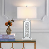 Modern Table Lamp Set of 2 Touch Control, Silver Mirror Big Diamond Crystal Bedside Lamp with USB C+A Ports, 3-Way Dimmable Mirrored Nightstand Lamps White Fabric Shade for Living Room Bedroom