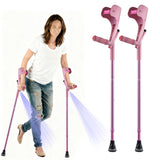 YOKABOZE Forearm Crutches for Adults Foldable Knee Patients Mobility aids for Childre and Seniors for with Leg Injury Adjustable Travel Lightweight Walking Stick (Pink Pro)