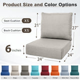 Belord Luxury 6" Thick Outdoor Cushion 5 Set - 24 x24 Inch 28D Sponge Filling Fade-Resistant Chair Cushion