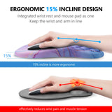 Mouse Pad Wrist Support, Laokiiy 2 in1 Keyboard Wrist Rest+ Ergonomic Mouse Pad, Non-Slip Wrist Rest for Computer Keyboard, Made Easy Typing & Relieve Wrist Pain(Blue Pink Marble)