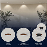 LUXRITE 4-Inch LED Trimless Recessed Spotlight with White Wall Washer Trim Replacement 25W, 2000LM, 2700K-5000K, 60° Beam Angle, Dimmable, Push-n-Lock, CRI90, Damp & IC Rated, ETL White (4 Pack)