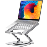 Adjustable Computer Stand with 360 Rotating Base, Ergonimic Foldable Laptop Riser for Desk Compatible