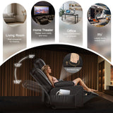 3 Seater Reclining Sofa, Recliner Sofa with Liftable Console (Pu, Brown)