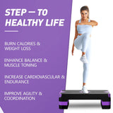 GYMMAGE Aerobic Exercise Stepper - Adjustable Workout Platform, 26.5" Step Deck with 4", 6", 8" Height Risers, Women's Home Gym Cardio Fitness