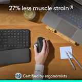 Logitech MX Ergo S Wireless Trackball Mouse, 2.4 dpi Laser Sensor, 6 Programmable Buttons, 4-Way Scroll Wheel for PC/MAC Bundle with Mouse Pad (Black) + Microfiber Cleaning Cloth