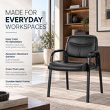 Simple Deluxe 2 Pack Stationary Guest Chairs, No Wheels Waiting Room Chairs with Padded Armrests, Reception Seating for Conference, Meeting, Lobby, Home, Dining & Desk Side