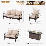 Sophia & William Metal Patio Furniture Set with Fire Pit Table, 7 Seats