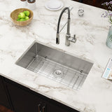 30 Inch Undermount Kitchen Sink - Couoko 30x18 Undermount Single Bowl Kitchen Sink 16 Gauge Stainless Steel Deep Handmade Round Corner Under Counter Kitchen Sink with Accessories