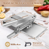 Moongiantgo Biltong Slicer Manual Meat Cutter with Scale - Stainless Steel Cutting Machine Hand Herb Root Slicer for Salami, Ham, Bacon, Vegetables, Deli, Ginseng, Fish (KD0270)