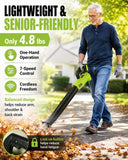 Cordless Leaf Blower - 2x5.2Ah Battery, 23500 RPM Max Power, 7-Speed Control, 2 Extended Tubes for Lawn Care, Patio Cleaning, Blowing Leaves and Dust