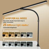 MACASA LED Desk Lamp for Office Dorm Home - Eye Caring Desk Light with Timer, Remote Control 24W Brightest Dual Screen Computer Monitor Gooseneck Dimmable Table lamp with Anti-Glare Cover Clamp
