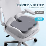 Benazcap Seat Cushion, Memory Foam Cushion for Office Chair - Ergonomic Chair Cushions for Tailbone Pain Relief, Sciatica & Back Support, Office Chair Cushion & Car Seat Cushion, Grey