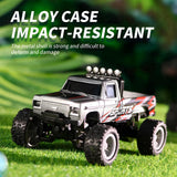 EXVQMU Mini RC Car, 1/64 Scale Mini Remote Control Monster Truck with Trailer, 2.4Ghz & APP Remote Control, Rechargeable Alloy Shell Mini RC Cars with Lights, Speed/Steering Adjustable (Green)