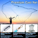 Neween Cast Net for Fishing with Shrimp Cage | 3/8 Inch Mesh Size Neween